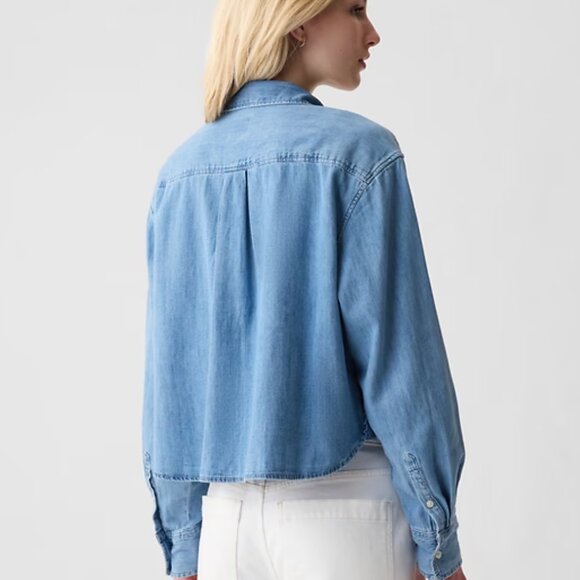 Gap Cropped Denim Shirt - Picture 2 of 7
